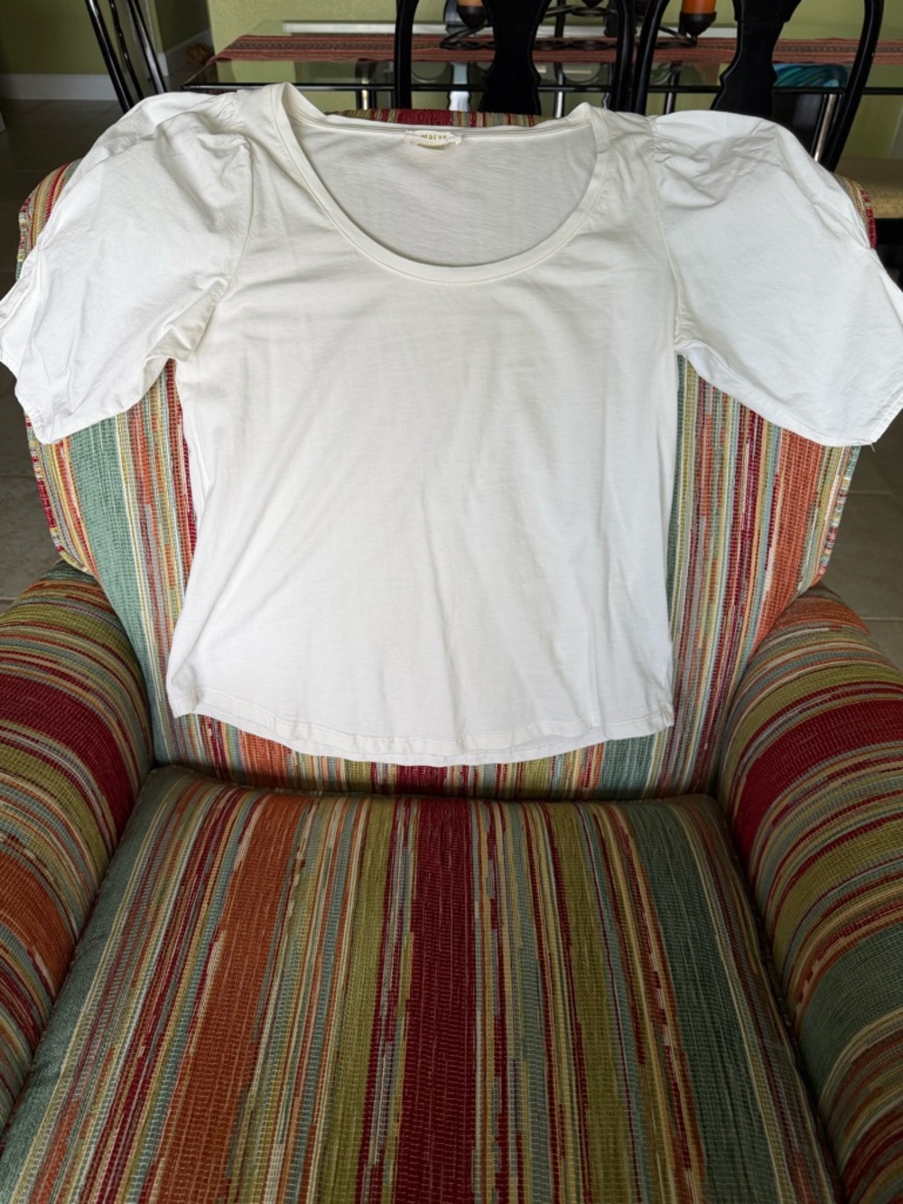 Anthropologie Off White Puffed Sleeve T-Shirt - Picture 4 of 9